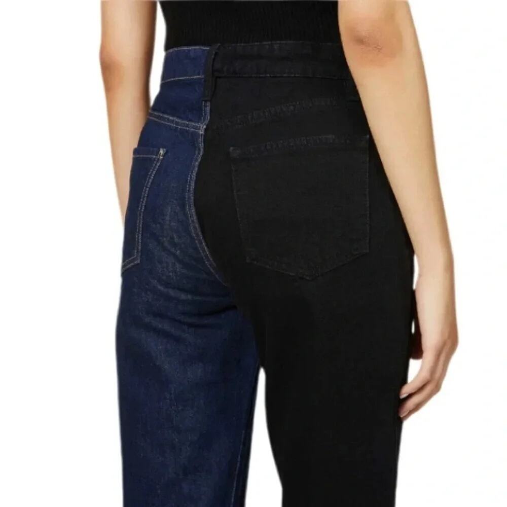 FRAME Le Jane Colour-Block StraightLeg High-Rise Stretch Denim Jeans Size27 Tall - Picture 7 of 12